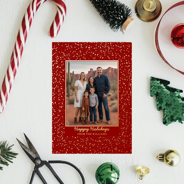 Custom Foil Christmas Card Editable Template Red (Creator Uploaded)