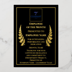 Custom Foil Employee Recognition Award 5×7 paper Foil Holiday Card