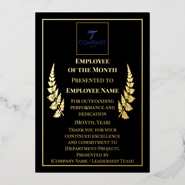 Custom Foil Employee Recognition Award 5×7 paper Foil Holiday Card (Front)