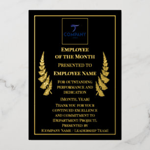 Custom Foil Employee Recognition Award 5×7 paper Holiday Card