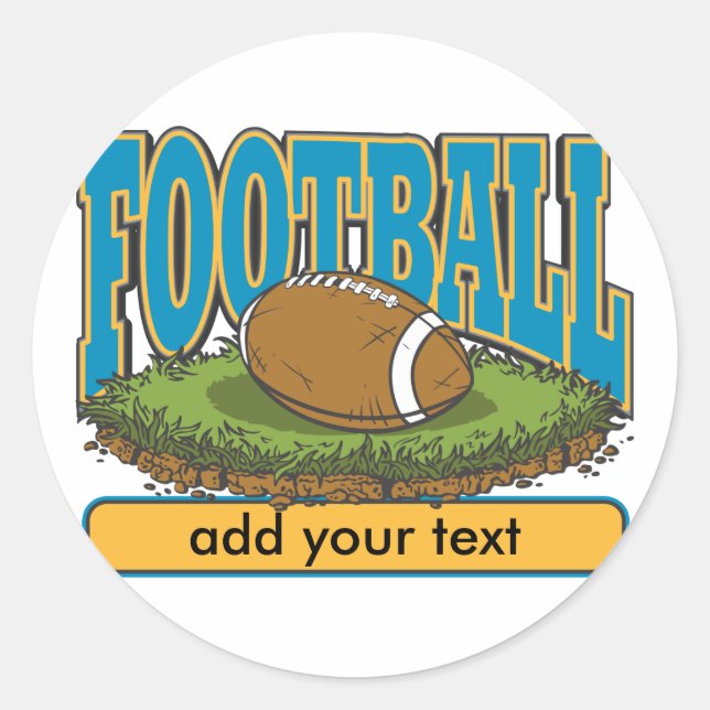 Custom Football Add Text Classic Round Sticker (Front)