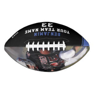 Custom Football Blue Name Number Team Photo