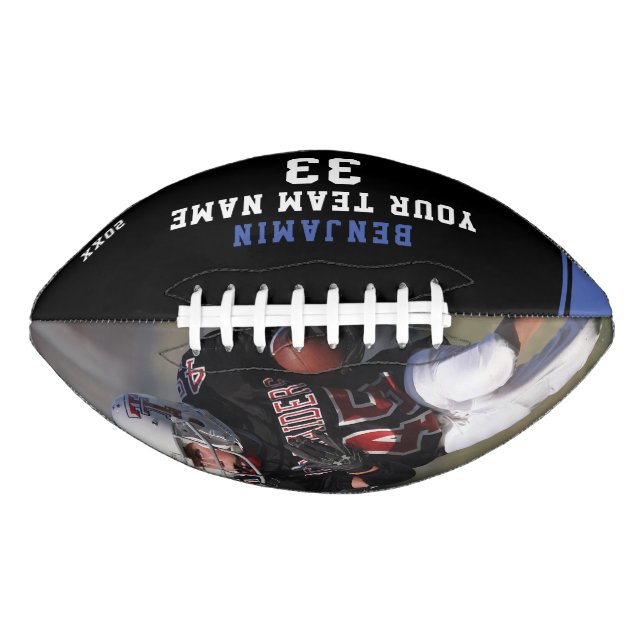 Custom Football Blue Name Number Team Photo (Front)