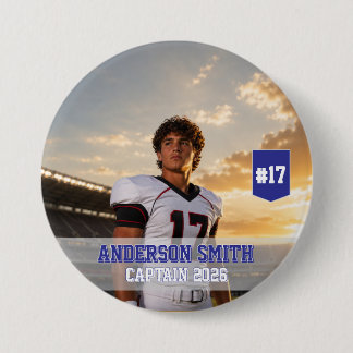 Custom Football Captain Photo MVP 2026 3 Inch Round Button
