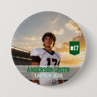 Custom Football Captain Photo MVP 2026 3 Inch Round Button