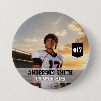Custom Football Captain Photo MVP 2026 3 Inch Round Button