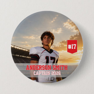 Custom Football Captain Photo MVP 2026 3 Inch Round Button