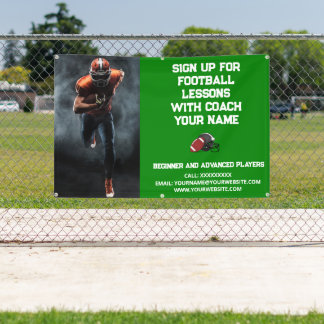Custom Football Coach Coaching Class Lessons Green Banner