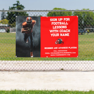 Custom Football Coach Coaching Class Lessons Red Banner
