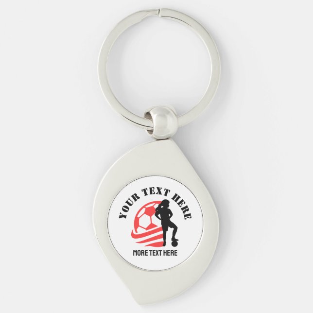 Custom Football Girl kid's Football Birthday party Keychain (Front)