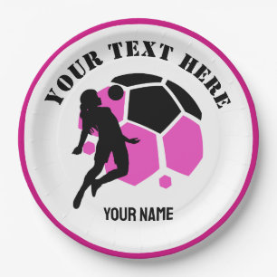 Custom Football Girl kid's Football Birthday Party Paper Plate