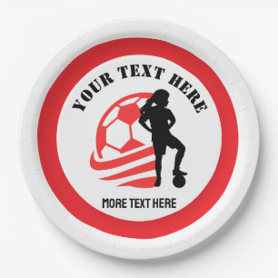 Custom Football Girl kid's Football Birthday Party Paper Plate