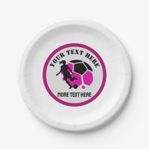 Custom Football Girl kid's Football Birthday Party Paper Plate