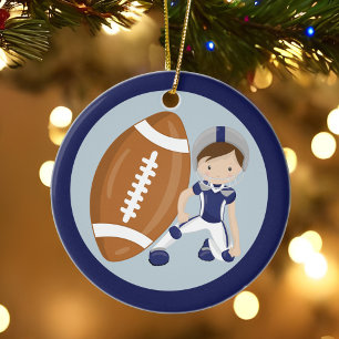Custom Football Kid Ceramic Ornament