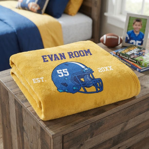 Custom Football Kids Room Door Sign Fleece Blanket