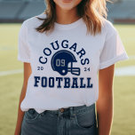 Custom Football Mom Navy Blue and Grey Team Tri-Blend Shirt<br><div class="desc">Custom Front and Back Football T-Shirt for Mom - shown in White
Design for football moms features a football helmet with sporty text that can be customized for the team name,  son's last name,  and his jersey number. Silver grey and navy blue colours can be customized.</div>