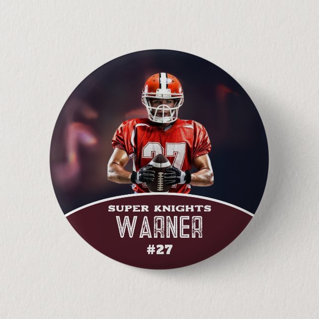 Custom Football Photo and Name Sports Button (Front)