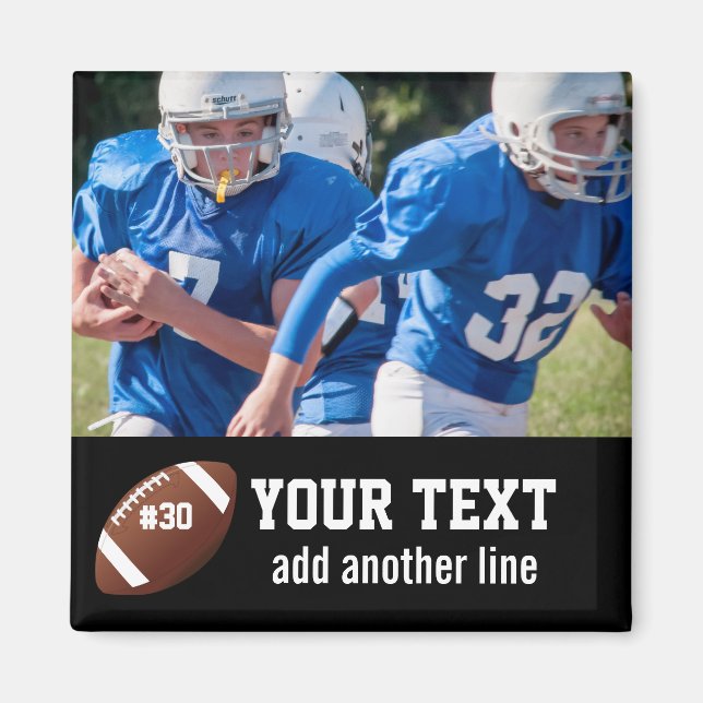 Custom Football Photo Name and Number Magnet (Front)