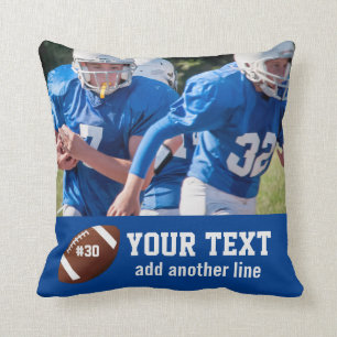 Custom Football Photo Name and Number Throw Pillow