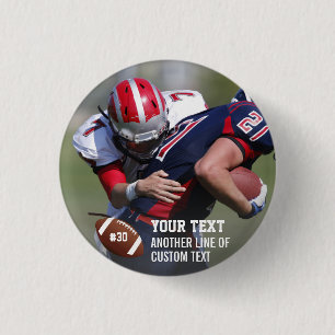 Custom Football Photo Name Jersey Number 1 Inch Round Button