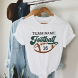 Custom Football Player Name and Number Green Tri-Blend Shirt<br><div class="desc">Custom Front and Back Football T-Shirt - shown in White
Design features script "Football" wording with text that can be customized for the team name,  player last name,  and jersey number. Dark green,  leather brown,  and charcoal grey colours can be customized.</div>