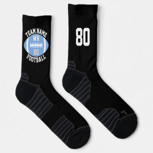 Custom Football Player Team Name Number Light Blue Socks