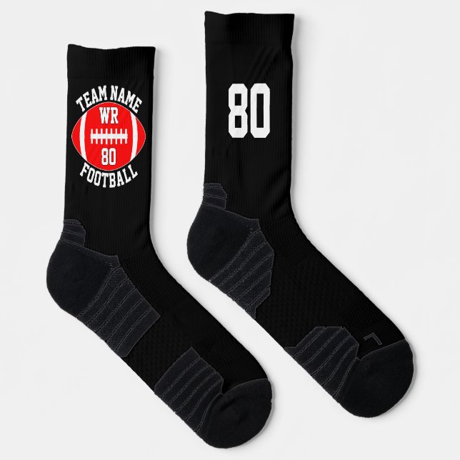 Custom Football Player Team Name Number Red Socks (Right)
