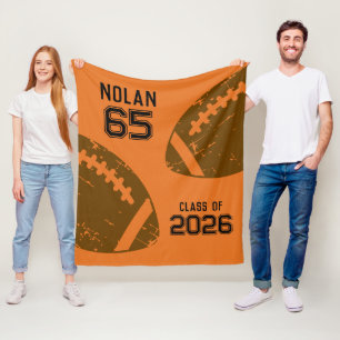 Custom Football Senior Player Number Class of Fleece Blanket