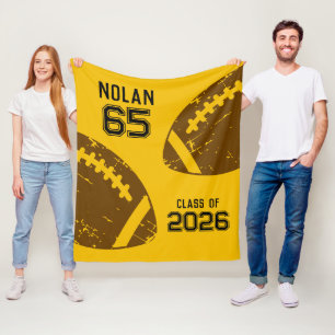 Custom Football Senior Player Number Class of Fleece Blanket