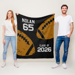 Custom Football Senior Player Number Class of Fleece Blanket