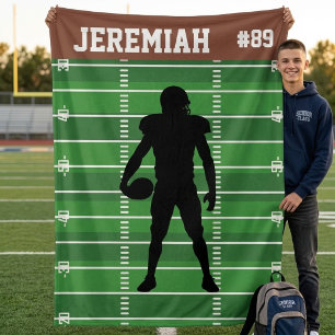 Custom Football Senior with Name Number & photo Sherpa Blanket