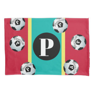 Custom Football Soccer Baller Name Monogram Pillowcase