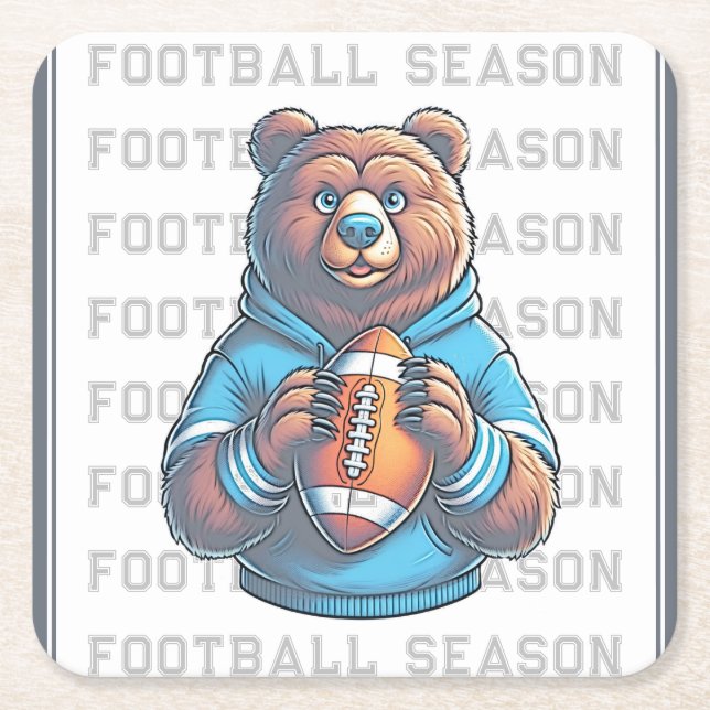 Custom Football Square Paper Coaster (Front)