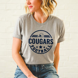 Custom Football Team Badge Navy Grey Mom Tri-Blend Shirt