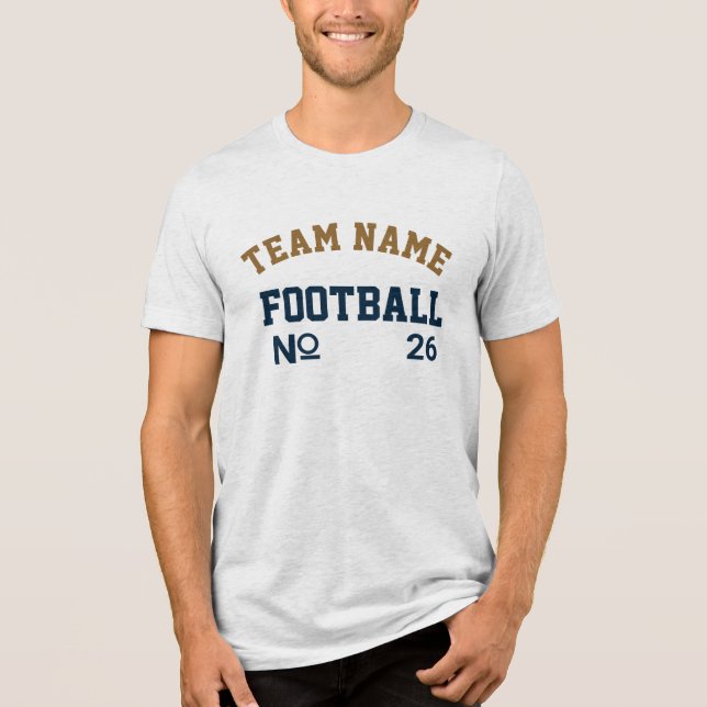 Custom Football Team Blue and Brown Men's  Tri-Blend Shirt (Front)
