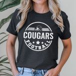 Custom Football Team with Player Name Number Black Tri-Blend Shirt<br><div class="desc">Custom Front and Back Football T-Shirt - shown in black
Design features a stylish round logo with football helmet,  stars and stripes. Personalize with your player's football team name,  jersey number,  and last name. Includes a football accent on the back.</div>