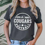 Custom Football Team with Player Name Number Grey Tri-Blend Shirt<br><div class="desc">Custom Front and Back Football T-Shirt in dark grey.
Design features a stylish round logo with football helmet,  stars and stripes. Personalize with your player's football team name,  jersey number,  and last name. Includes a football accent on the back.</div>