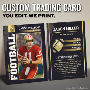 Custom Football Trading Card, Gold Player Card