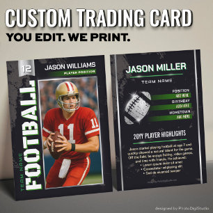 Custom Football Trading Card, Green Power Player Calling Card