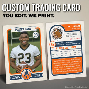 Custom Football Trading Card, Orange Retro Player Calling Card