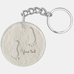 Custom footprint/footprints on sandy beach design keychain