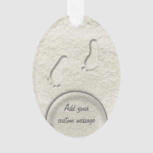 Custom footprint/footprints on sandy beach design ornament