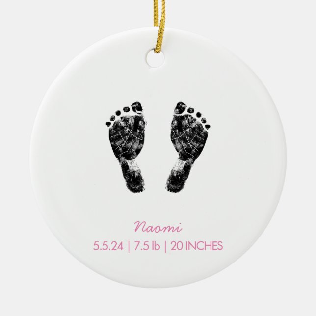 Custom Footprint  | Upload Your Baby Footprint To  Ceramic Ornament (Front)