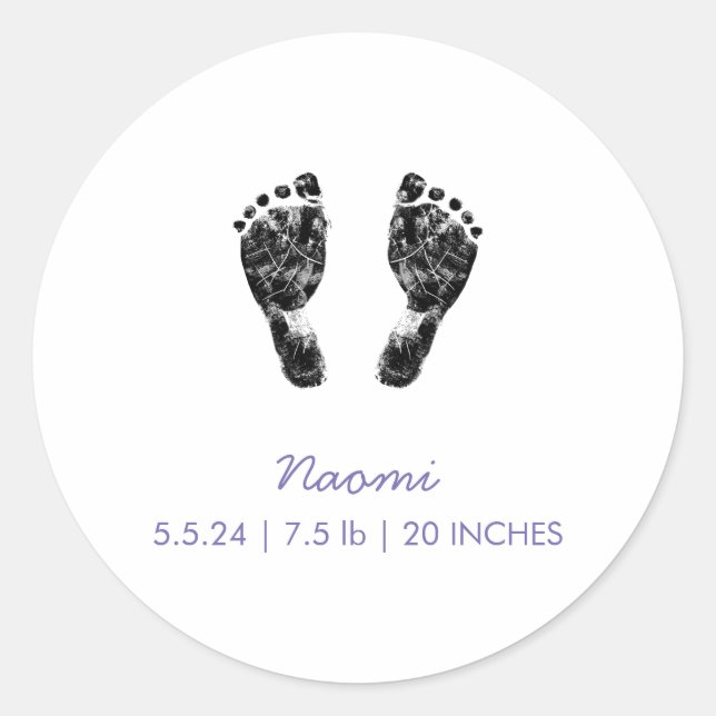 Custom Footprint  | Upload Your Baby Footprint To  Classic Round Sticker (Front)