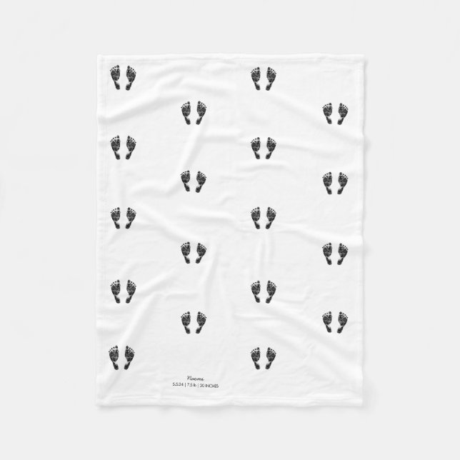 Custom Footprint  | Upload Your Baby Footprint To  Fleece Blanket (Front)