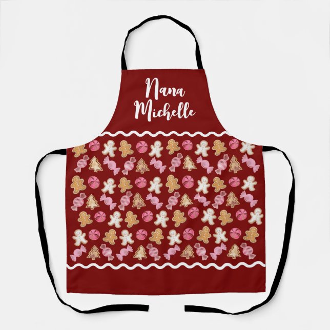 Custom For Her Fun Gingerbread Pattern Baking  Apron (Front)