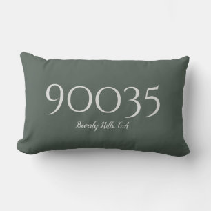 Custom Forest Green City State Zip Code Location Lumbar Pillow
