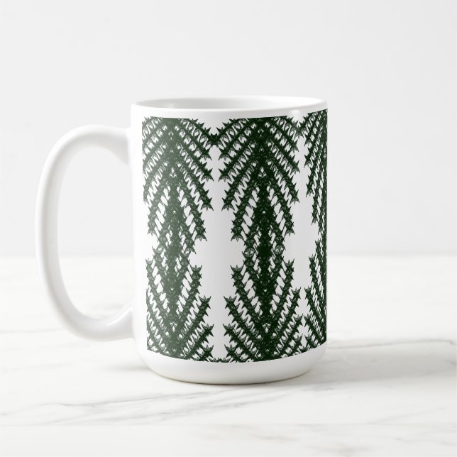 Custom Forest Green Pine Tree Abstract Pattern Coffee Mug (Left)