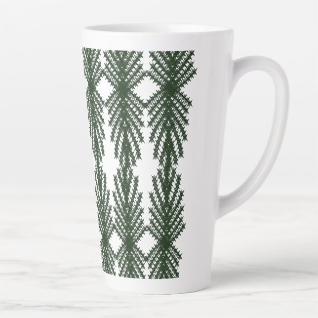 Custom Forest Green Pine Tree Abstract Pattern Latte Mug (Right)
