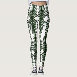 Custom Forest Green Pine Tree Abstract Pattern Leggings